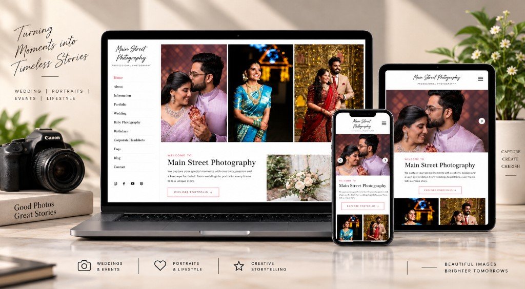 Main Street Photography responsive website mockup